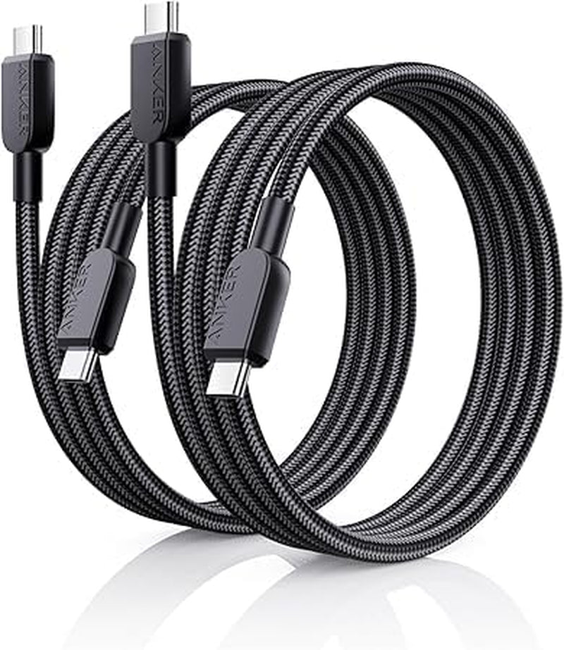 USB C to USB C Cable(2Pack, 6FT),240W USB C Charger Cord Fast Charge for Iphone 16/15 Series,Macbook Pro 2020,Ipad Air 4 and More (USB 2.0,Black)