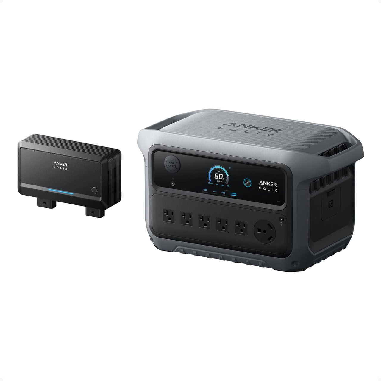 SOLIX C2000 Gen 2 Portable Power Station with Alternator Charger, 2,400W (Peak 4,000W) Solar Generator, Full Charge in 58 Min, 2048Wh Lifepo4 Battery Compatible with 99% of Rvs and Gas Vehicles