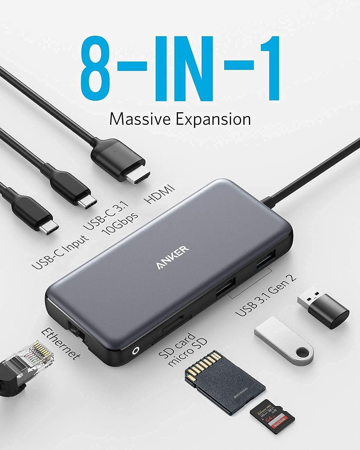 555 USB-C Hub (8-In-1) with USB-C to Displayport Adapter