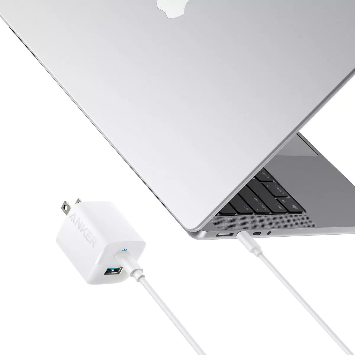 Anker 2 Port 33W Wall Charger with 6' USB-C to USB-C Cable - White: Quick Charge, 9V Output