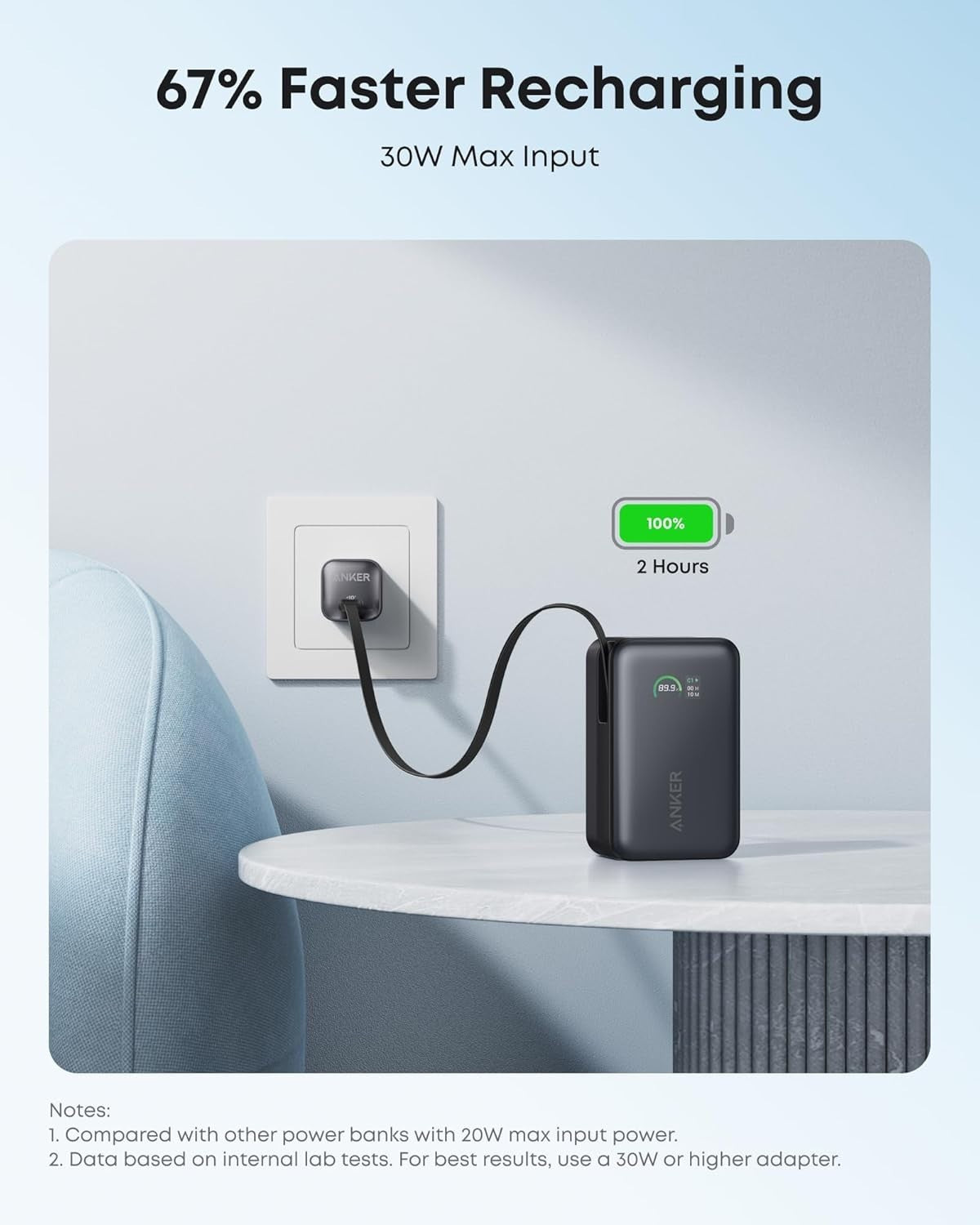 Anker Nano Portable Charger, 10,000Mah 45W Max Compact Power Bank, Black