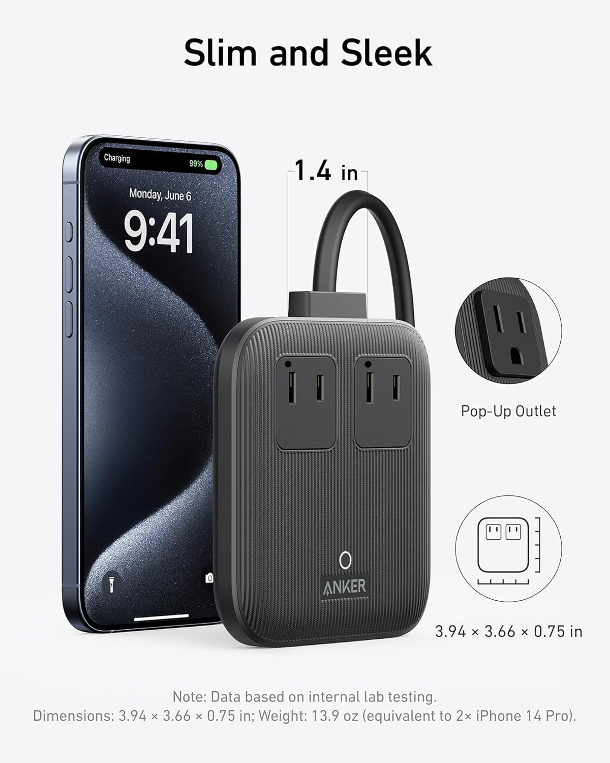Travel Power Strip,  Nano 67W Max 6-In-1 USB C Charger, 2 AC, 2 USB a and 2 USB C, 5Ft Thin Undetachable Flat Plug Extension Cord with Multiple Outlets, Travel Essentials, Cruise Essentials