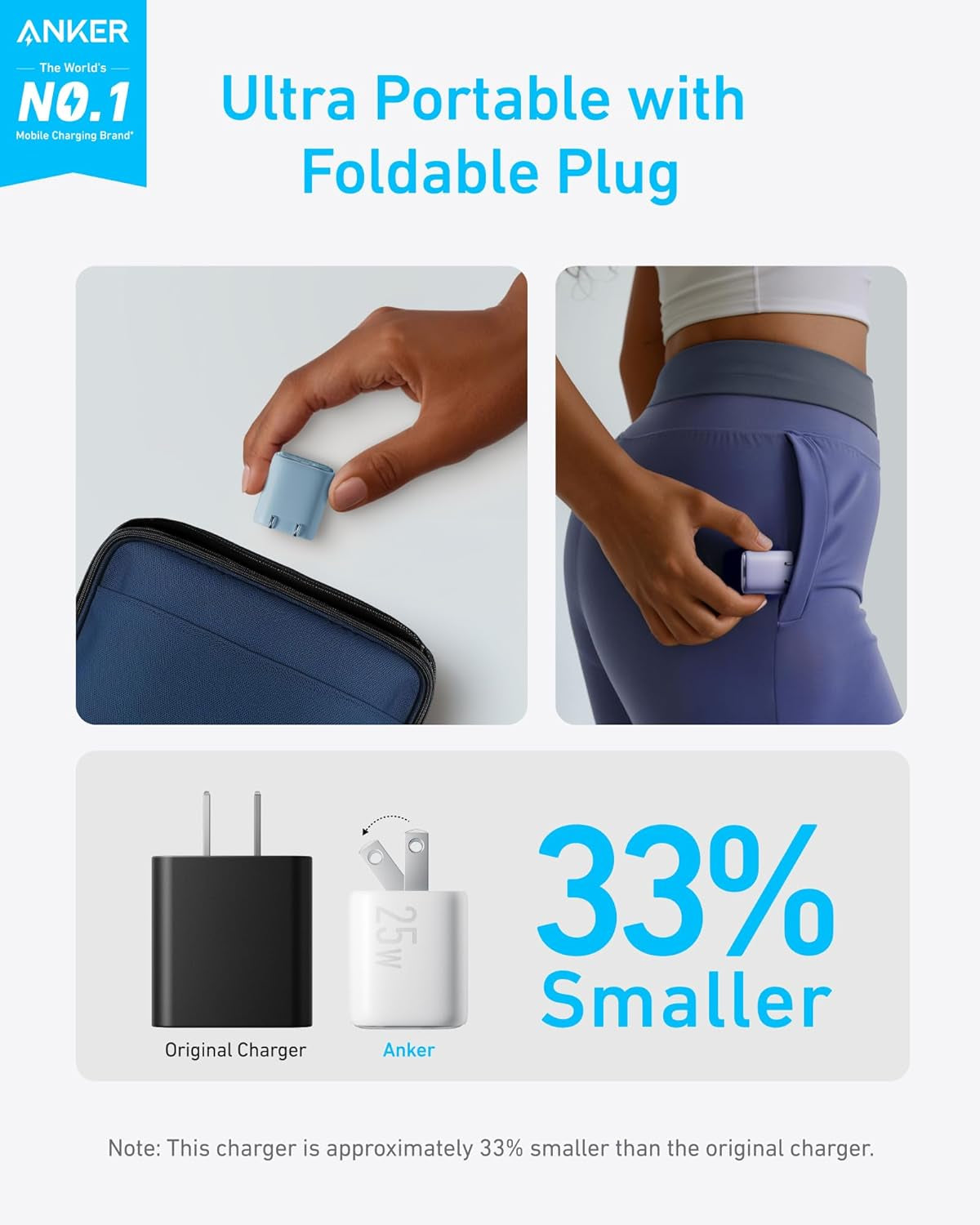 25W USB C Charger Block, Compact and Foldable Type C Charger, Supports PPS Fast Charging for Galaxy S24/Z Fold/Z Flip/Tab, Iphone 17/16 Series, Ipad (Mauve)
