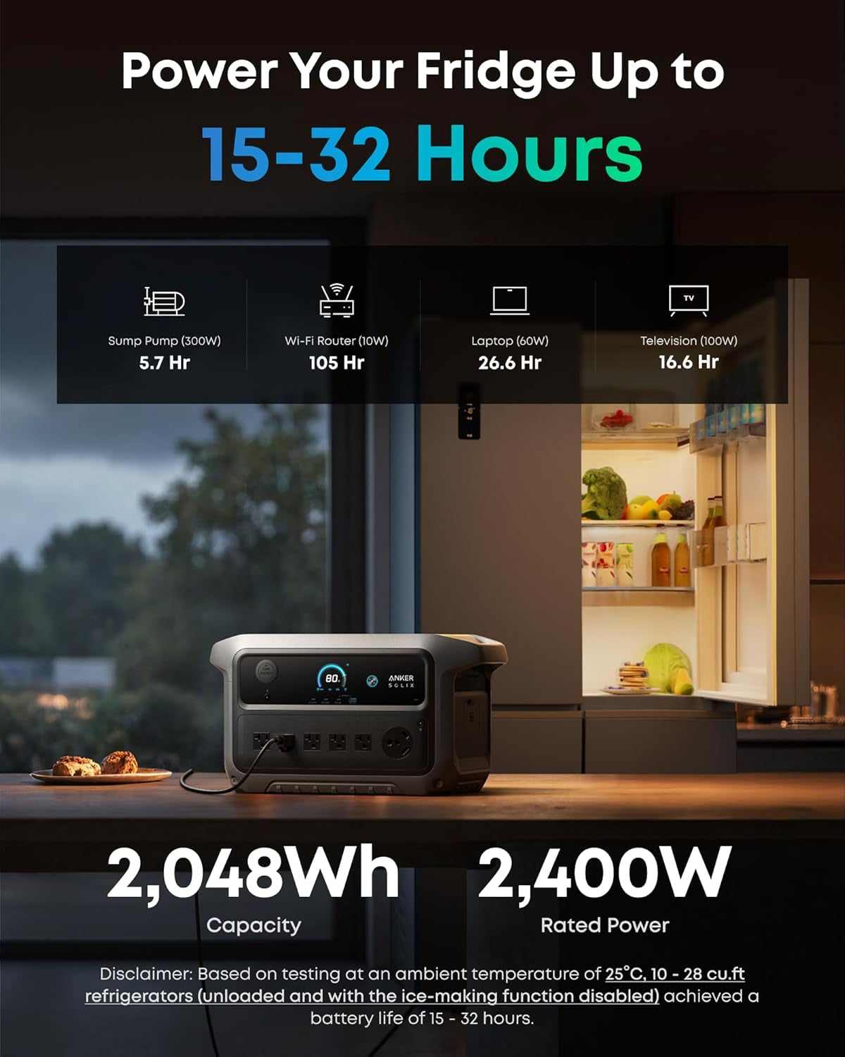SOLIX C2000 Gen 2 Portable Power Station with Alternator Charger, 2,400W (Peak 4,000W) Solar Generator, Full Charge in 58 Min, 2048Wh Lifepo4 Battery Compatible with 99% of Rvs and Gas Vehicles