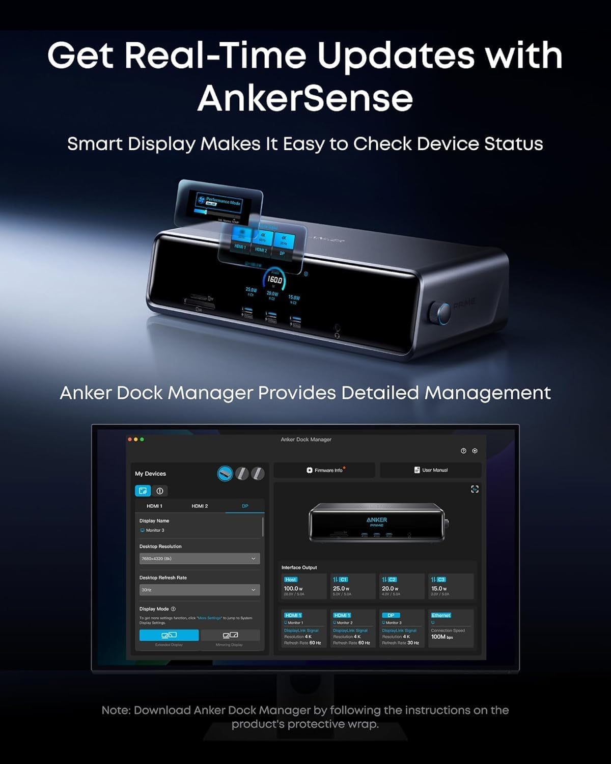 Prime Docking Station (DL7400), 14-Port Triple Display with Displaylink, 140W Max, Smart Display, Triple 4K 60Hz, Cooling Fan, for Windows Laptops (The Latest Displaylink Driver Must Installed)