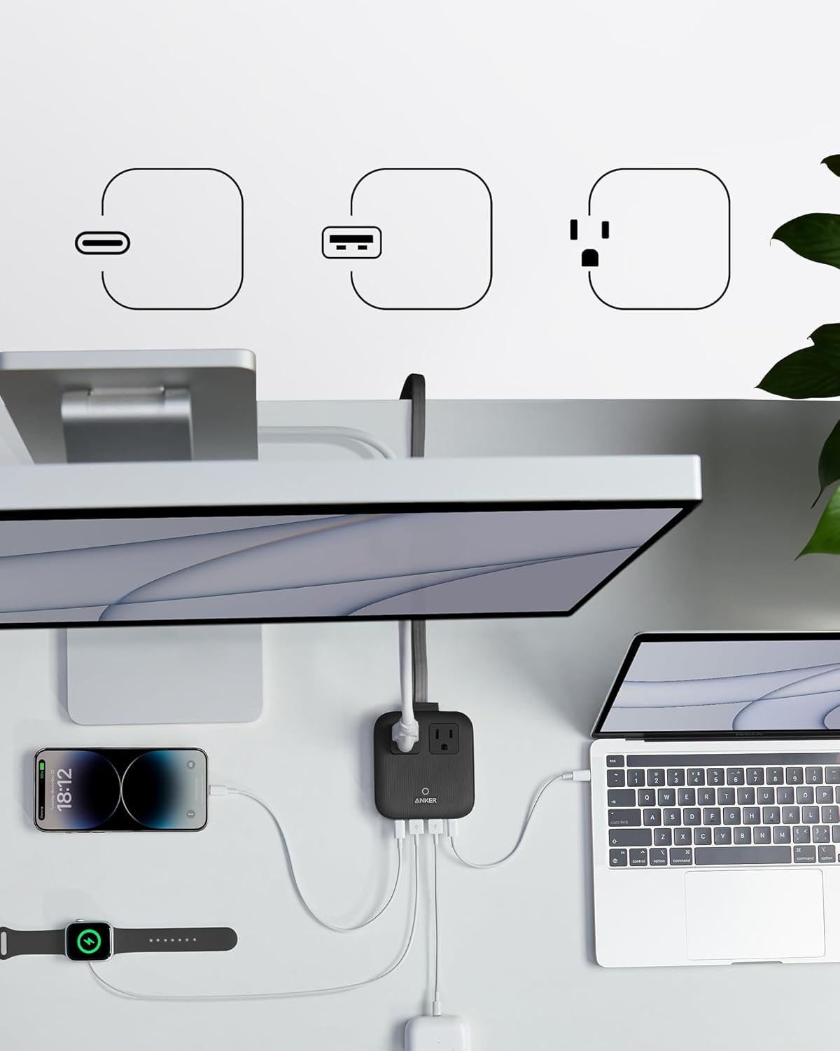 Travel Power Strip,  Nano 67W Max 6-In-1 USB C Charger, 2 AC, 2 USB a and 2 USB C, 5Ft Thin Undetachable Flat Plug Extension Cord with Multiple Outlets, Travel Essentials, Cruise Essentials