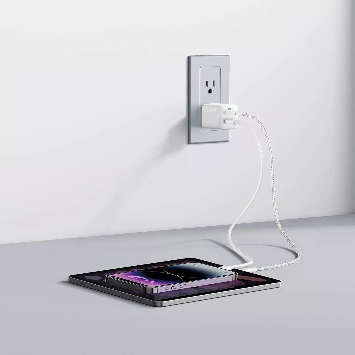 Anker 2-Port 33W Wall Charger - White: USB & USB-C, Quick Charge
