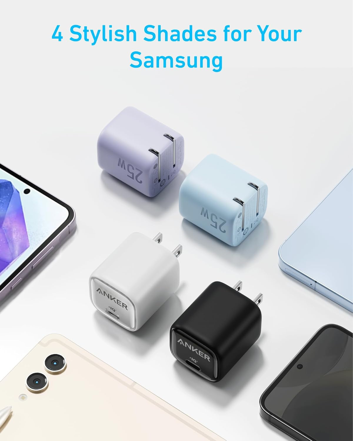 25W USB C Charger Block, Compact and Foldable Type C Charger, Supports PPS Fast Charging for Galaxy S24/Z Fold/Z Flip/Tab, Iphone 17/16 Series, Ipad (Black)