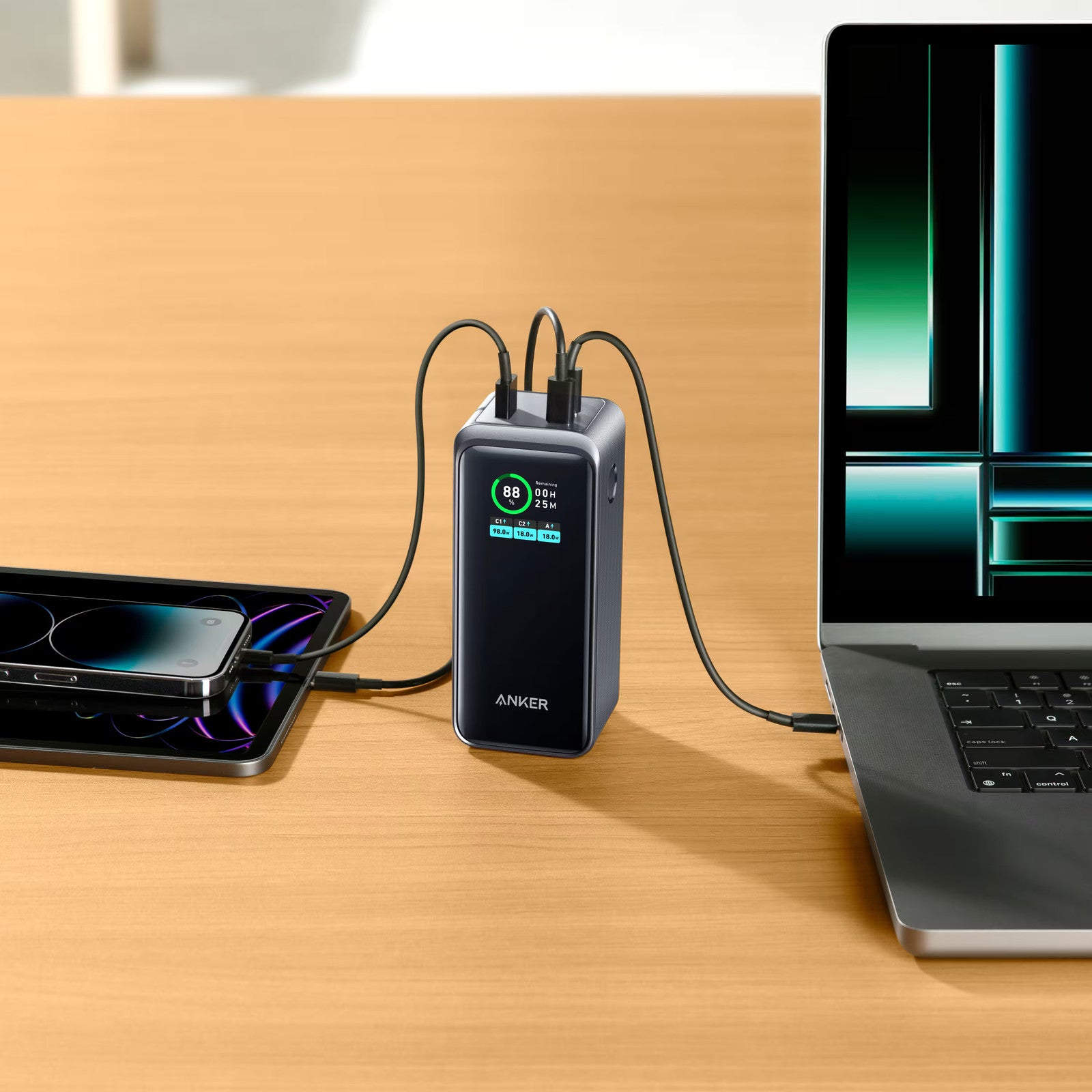 Anker - Power Bank (20000Mah, 200W, 3-Port) - Black