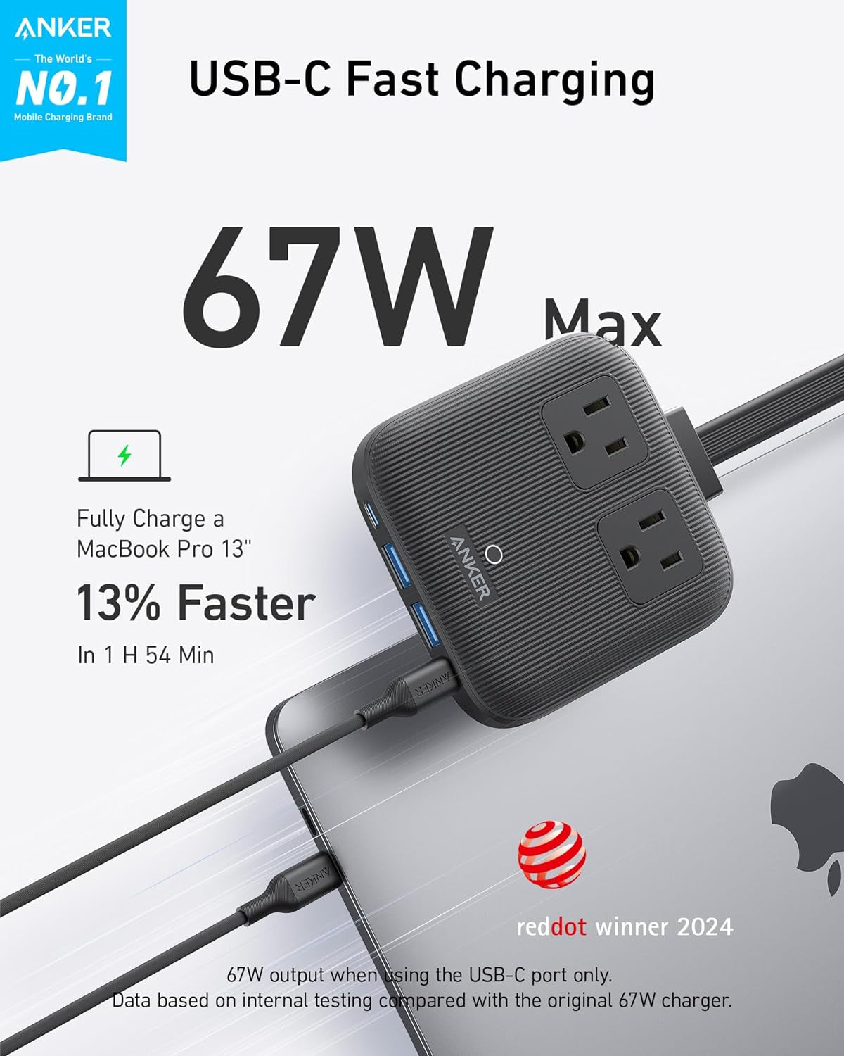 Travel Power Strip,  Nano 67W Max 6-In-1 USB C Charger, 2 AC, 2 USB a and 2 USB C, 5Ft Thin Undetachable Flat Plug Extension Cord with Multiple Outlets, Travel Essentials, Cruise Essentials